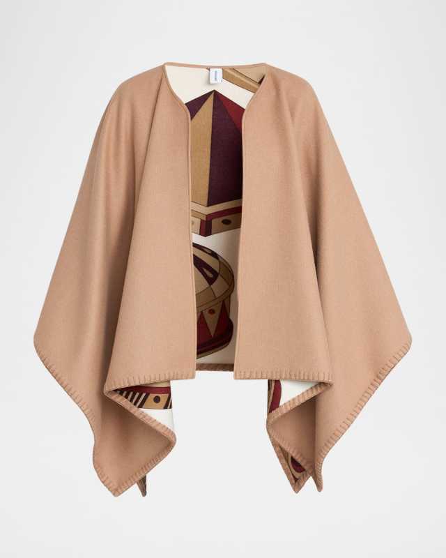 Reversible Geometric Wool & Silk Cape